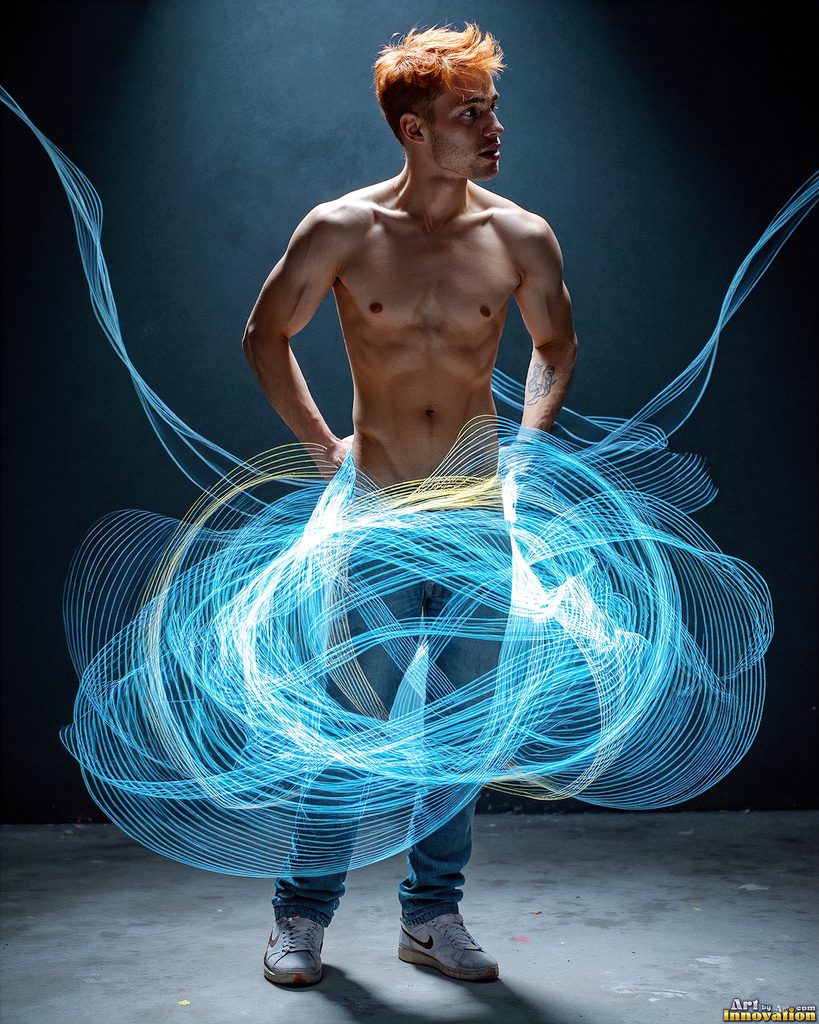 Men Dancing with Light Rays - AI Abstract Art