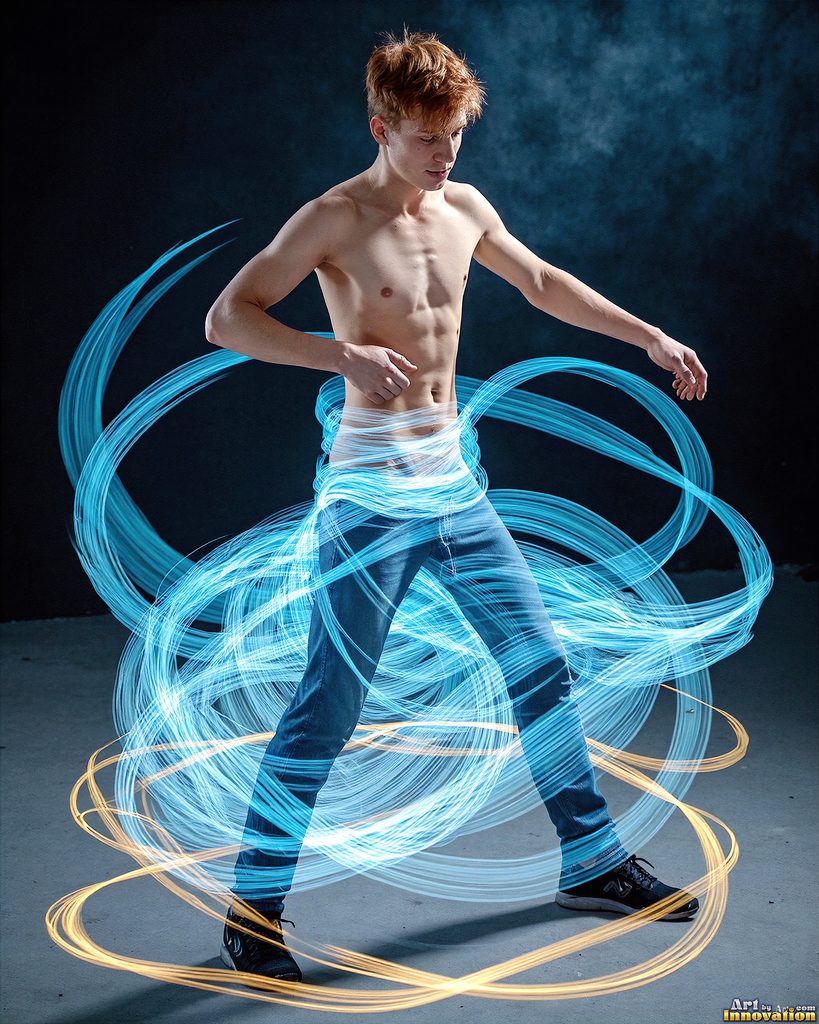 Men Dancing with Light Rays - AI Abstract Art