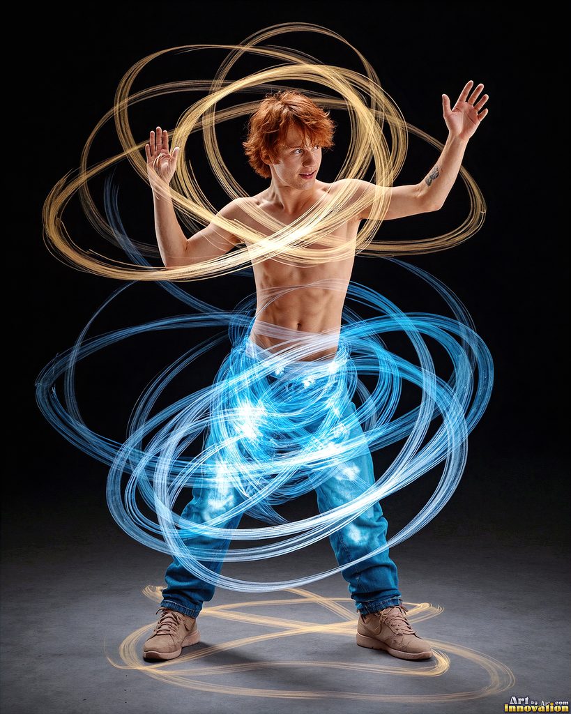 Men Dancing with Light Rays - AI Abstract Art