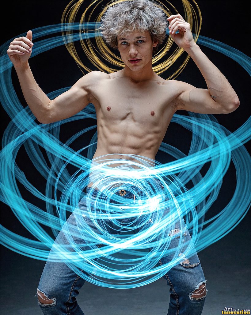 Men Dancing with Light Rays - AI Abstract Art