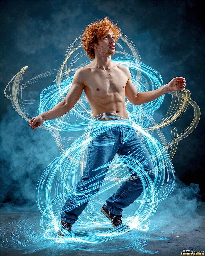 Men Dancing with Light Rays - AI Abstract Art