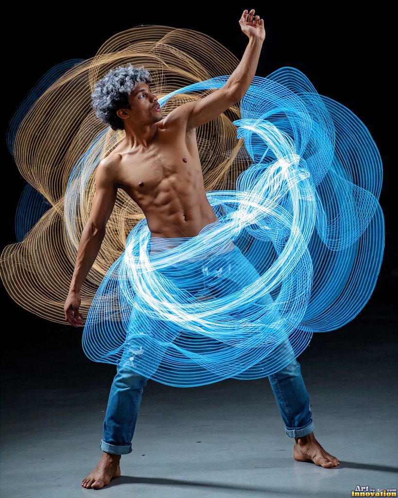 Men Dancing with Light Rays - AI Abstract Art