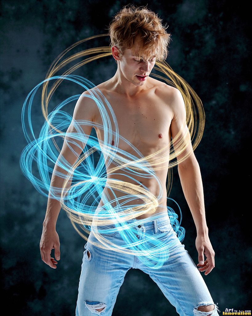 Men Dancing with Light Rays - AI Abstract Art