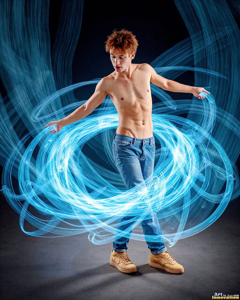 Men Dancing with Light Rays - AI Abstract Art