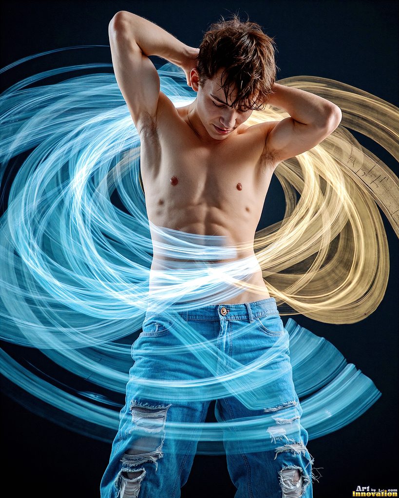 Men Dancing with Light Rays - AI Abstract Art