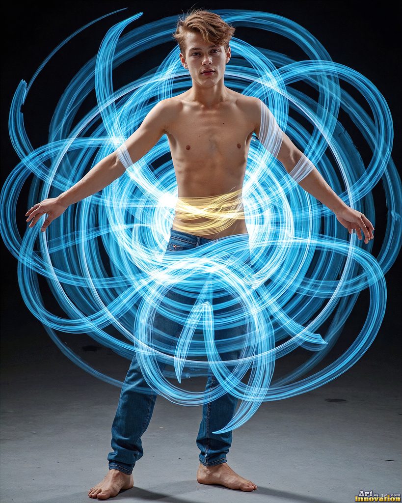 Men Dancing with Light Rays - AI Abstract Art