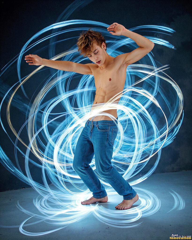 Men Dancing with Light Rays - AI Abstract Art