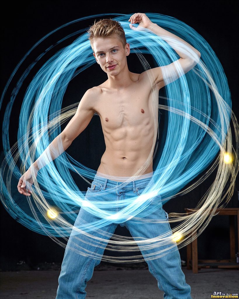 Men Dancing with Light Rays - AI Abstract Art