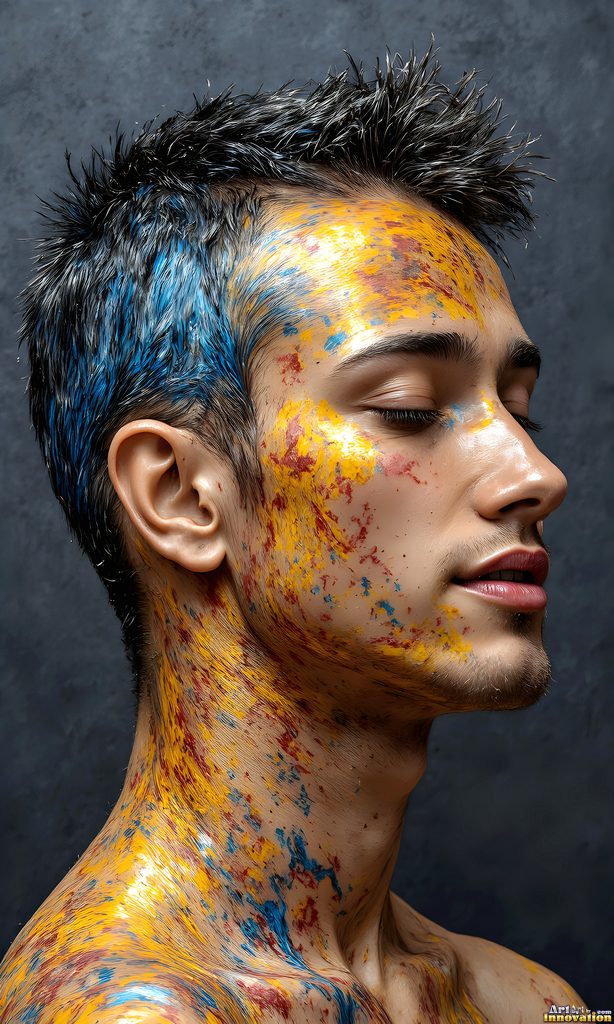 Colorful Happy Male Faces - AI Abstract Art