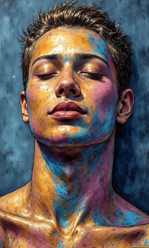 Colorful Happy Male Faces - AI Abstract Art