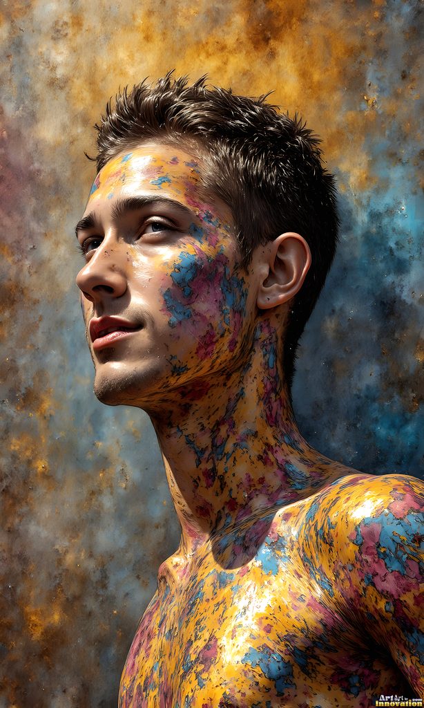 Colorful Happy Male Faces - AI Abstract Art